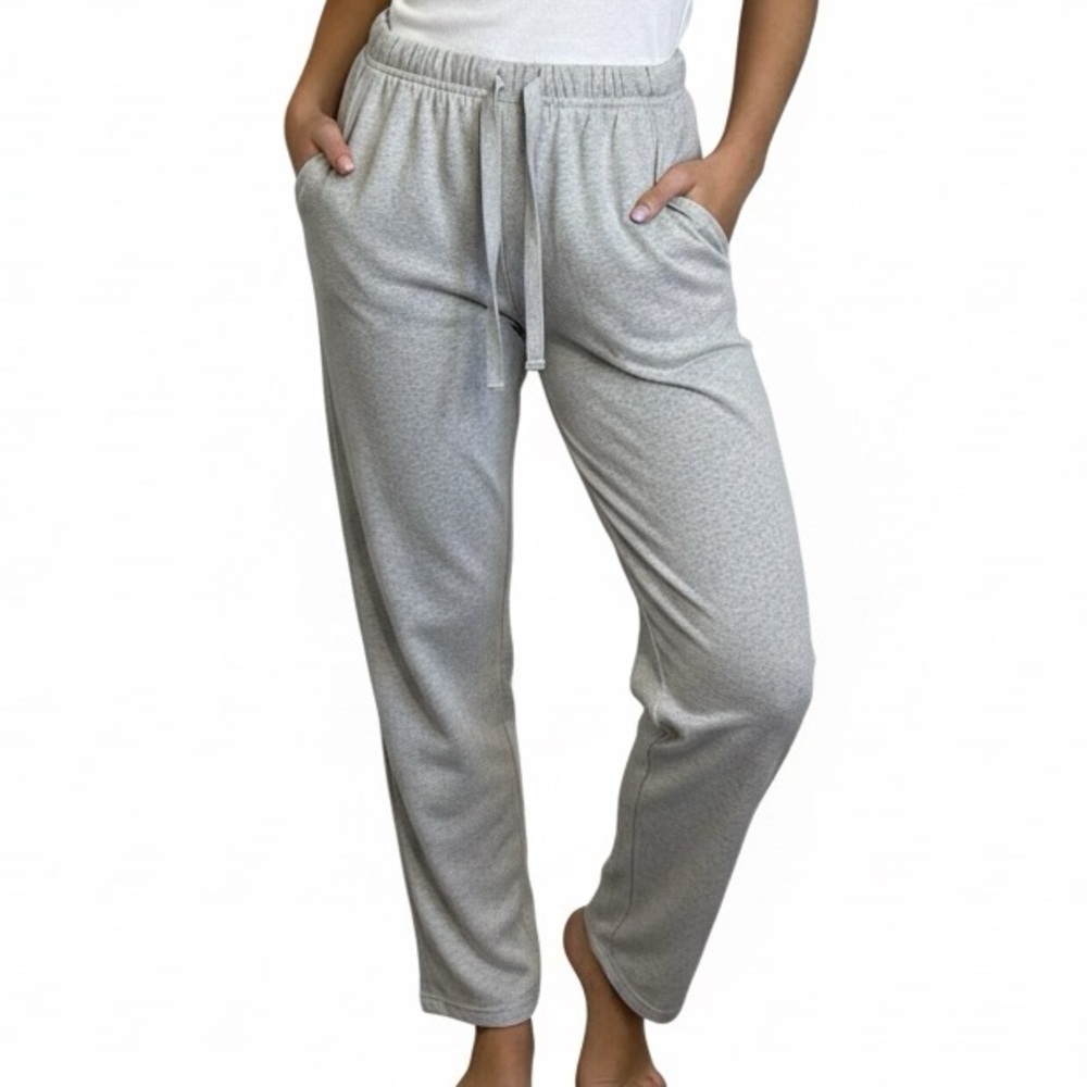 Geoffrey Beene Gray Knit Paperbag Waist Lounge Pants Drawstring‎ Straight NWOT